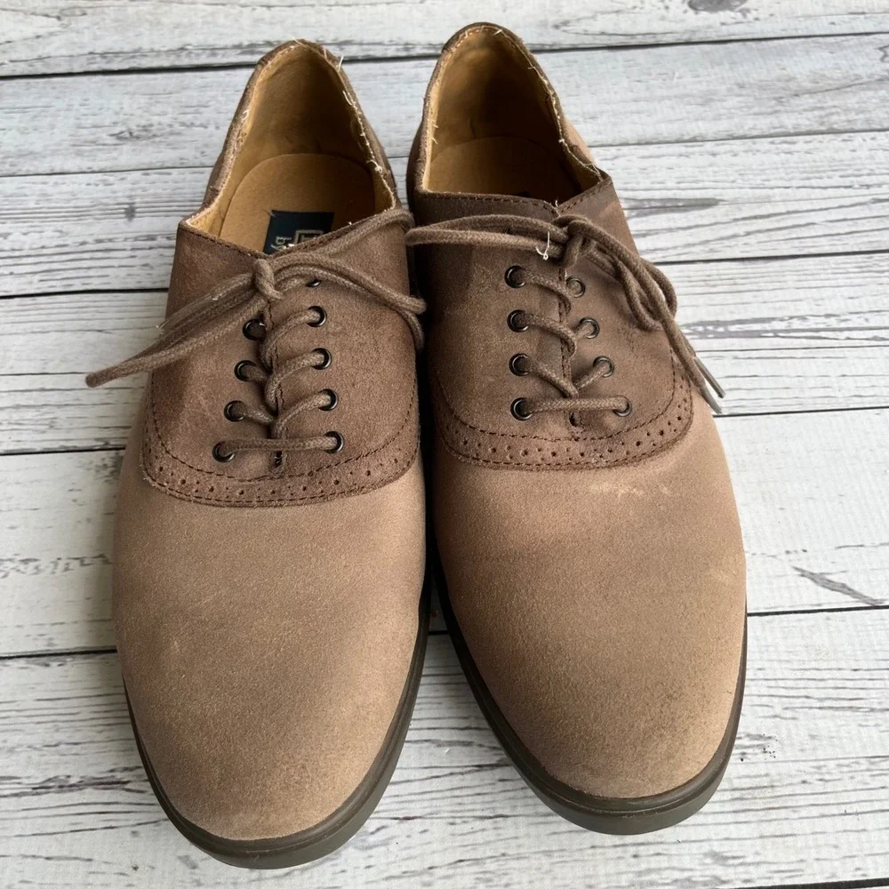 Polo Ralph Lauren Vintage Saddle Brown Leather Suede Oxford Shoes‎ Mens 8D